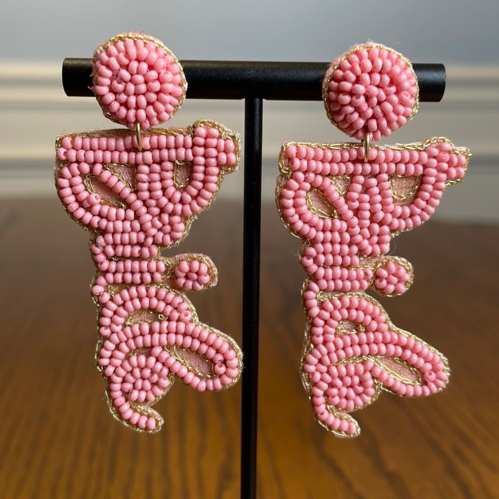 Pink BRIDE 👰‍♀️ Beaded Earrings